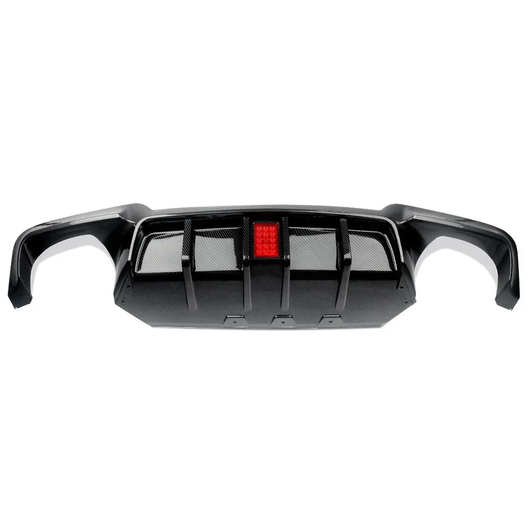 Carbon Fiber Style/ Gloss Black Rear Bumper Lower Diffuser For 2010-2017 BMW 5 Series F10 Saloon M Sport/ F11 Estate M Sport With LED Light