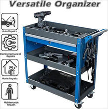 Load image into Gallery viewer, AIRAJ c Metal Heavy Duty Mechanic Cart With Drawers And Pegboard Industrial Utility Cart
