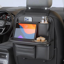 Load image into Gallery viewer, Car Backseat Organizer With Foldable Table Tray, Hanging Storage Bag With Phone Holder, Premium PU Leather Material
