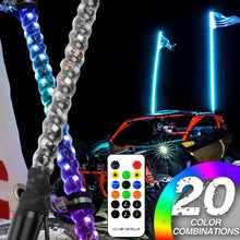 Load image into Gallery viewer, 2pcs 4 Foot Bluetooth And Remote Control Colorful Spiral Whip light Antenna Over 300 Lighting Effects For 4X4 SUV ATV Polaris
