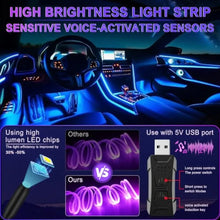 Load image into Gallery viewer, Smart Car LED Interior Lights with USB Port, LED Strip Fiber Optic Lights, Wireless App Control, Sync to Music, Car Accessories

