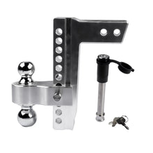 Load image into Gallery viewer, AP03 Silver Adjustable Trailer Hitch For 2.5-Inch Receiver, 10-Inch Drop/Rise Hitch 2&quot; &amp; 2-5/16&quot; Balls, w/ 2 Latches Locks Lift Kit Accessories
