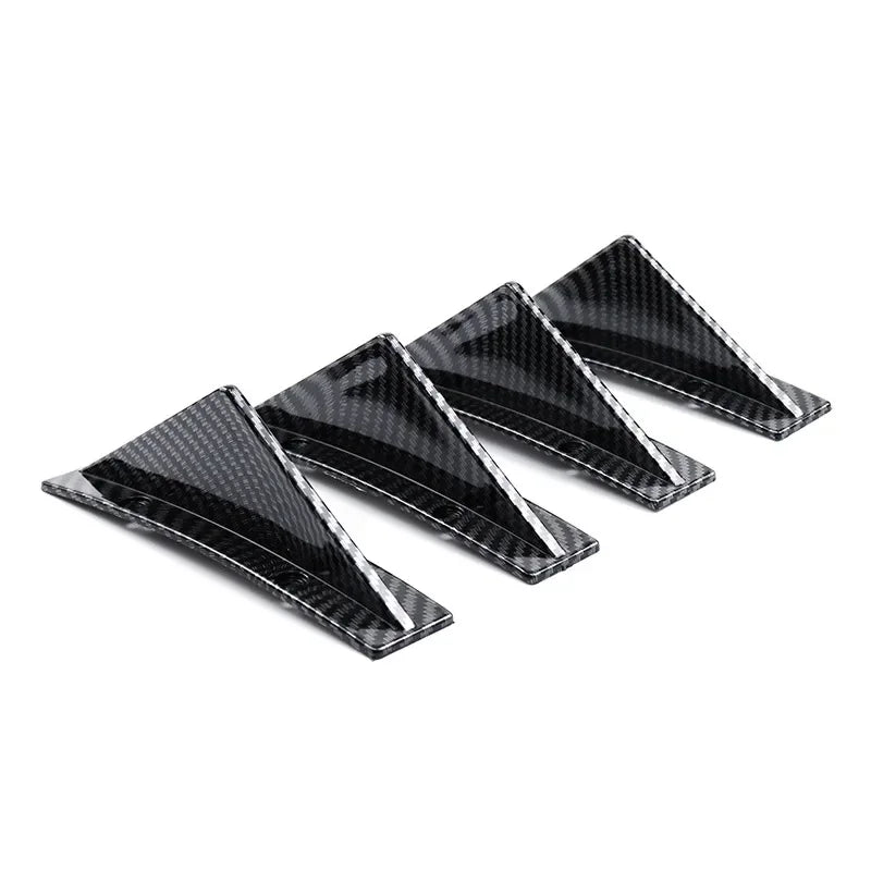 4pcs Carbon Fiber Style/Gloss Black Universal Car Rear Bumper Diffuser Splitter Fins