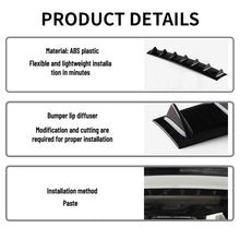 Load image into Gallery viewer, 3pcs 7 Fin Universal Car Rear Bumper Lower Spoiler Diffuser For BMW E60 E46 E90 F10 for Audi A4 B8 A6 Gloss Black/Carbon Fiber Style
