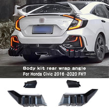 Load image into Gallery viewer, 4pcs Gloss Black Mugen Style Rear Bumper Lower Diffser Splitter For 2016-2020 Honda Civic FK7 JDM Modification Mugen Body Kit Rear Wrap Angle Rear Type R Spoiler
