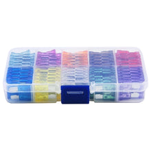 Load image into Gallery viewer, 100pcs Auto Fuse Kit 2A 3A 5A 7.5A 10A 10 Types Car Fuse Assortment 15A 20A 25A 30A 35A Medium Size Blade Type Fuse Assorted Kit
