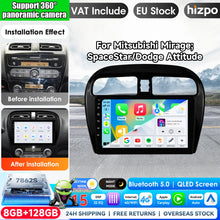 Load image into Gallery viewer, Hizpo 9-Inch 4G 2 Din Wireless Apple CarPlay Android Multimedia Player For 2012-2023 Mitsubishi Mirage/Spacestar/2015-2023 Dodge Attitude CarPlay Smart Intelligent Systems IPS Touch Screen Stereo Video Player With Day/Night M
