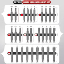 Load image into Gallery viewer, 50pcs Strut Nut Socket Set with Pass-Thru Ratchet Wrench &amp; Case Master Suspension Strut Top Mount Nut Removal Install Automotive with Ratchet Adaptors
