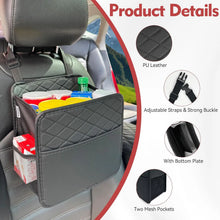 Load image into Gallery viewer, 2pcs Black Car Seatback Large Organizer With Storage Pockets, PU Leather Car Trash Bag 2.14 Gallon Large Capacity
