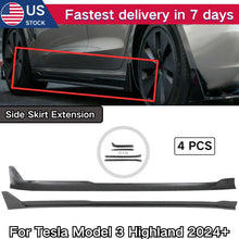 Load image into Gallery viewer, 4pcs Gloss Black/Carbon Fiber Style Rocker Molding Diffuser For 2024-2026 Tesla Model 3 Highland
