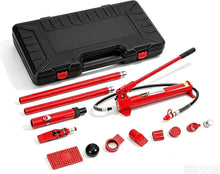 Load image into Gallery viewer, Heavy Duty 10 Ton Porta Power Hydraulic Jack Ram Kit - Hand Pump 3.9/4.7 ft | Oil Hose Options, Auto Body Frame Repair Set
