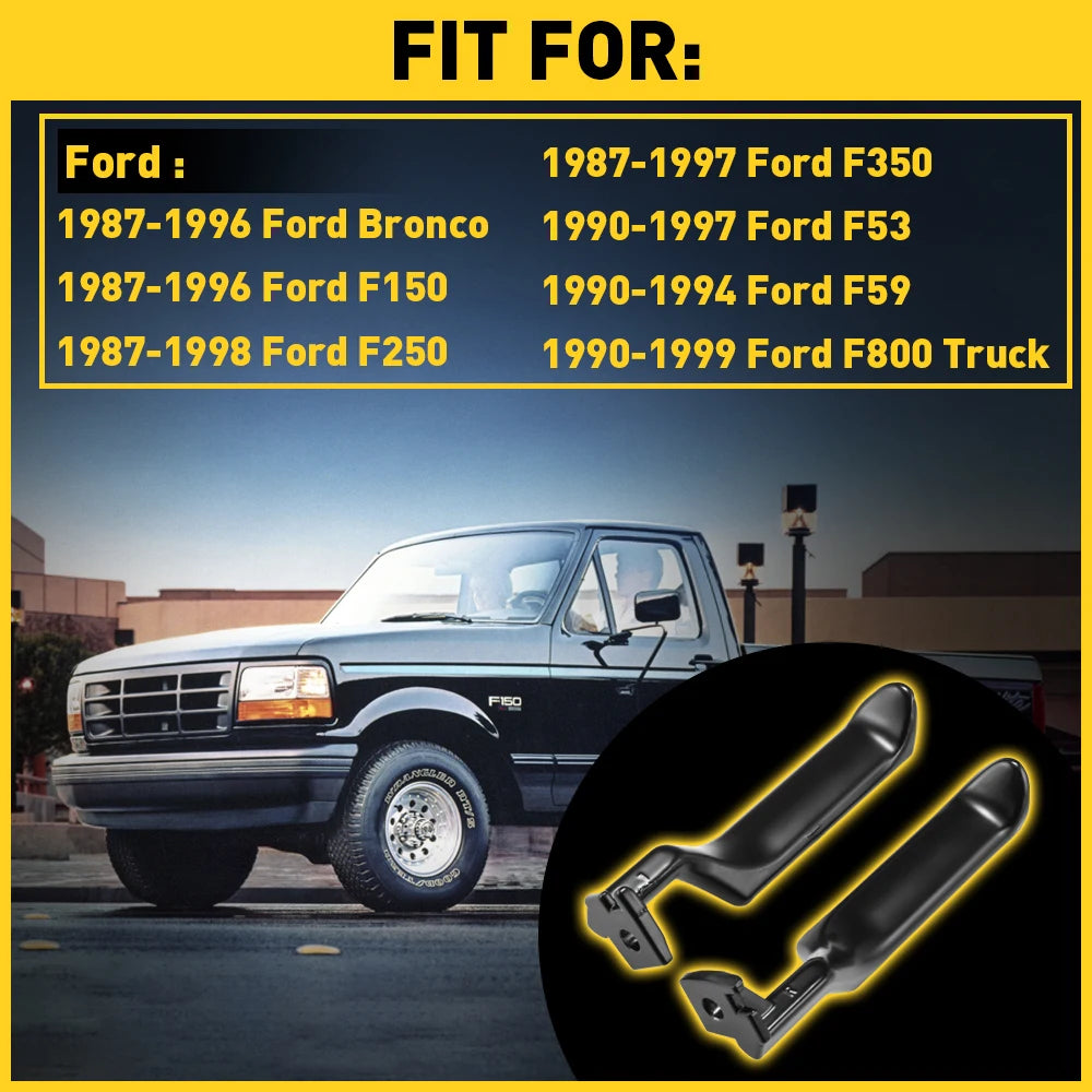 2pcs Left+Right Black Interior Door Handles Front Or Rear Panel Pull Handle For Ford Bronco F150 F250 F350 F53 F59 F800 Truck 1987-1998