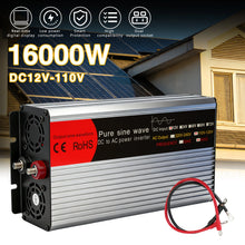 Load image into Gallery viewer, 16000W Car Power Inverter DC 12V to AC 110V Pure Sine Wave Solar Converter Portable with LCD Display
