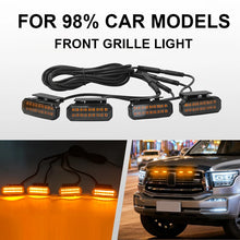 Load image into Gallery viewer, Universal Car 4pcs Waterproof LED Front Grille Amber Lights With Wiring Harness, Fuse, And Upgraded Buckle
