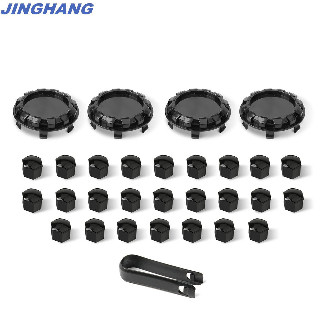 29pcs Gloss Black Wheel Lug Nut Covers & Center Caps For Tesla Cybertruck (25 Lugs + 4 Caps )