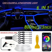 Load image into Gallery viewer, 315-Inch 6-In-1 RGB Multi-Color Fiber Optic Automotive LED Built-In Light Strip, Lighting Kit, Remote Control And APP Control, Automotive On-Board Plug-In LED Light Strip with Music Synchronization Mode, Battery-Free
