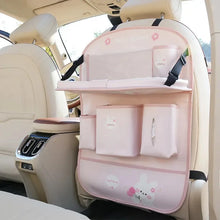 Load image into Gallery viewer, Leather Deluxe Car Seat Back Organizer-Multi-Function Storage, Foldable Dining Table Tray,Anti-Kick Pad, Sweet Bunny, Lucky Bear
