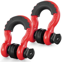 Load image into Gallery viewer, SucceBuy 2Pcs 3/4&quot; D-Ring Shackle 62832lb Break Strength Bow Shackles with Isolator &amp; Washers for Jeep Off-Road Vehicle Recovery
