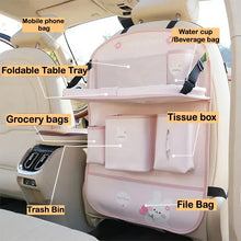 Load image into Gallery viewer, Leather Deluxe Car Seat Back Organizer-Multi-Function Storage, Foldable Dining Table Tray,Anti-Kick Pad, Sweet Bunny, Lucky Bear
