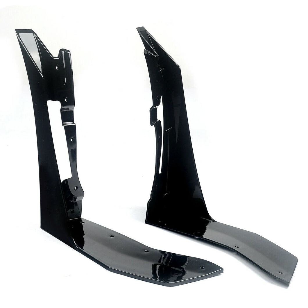 2pcs Gloss Black Front Bumper Side Corner Winglet Splitters For 2015-2021 Ford Mustang GT500