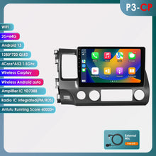 Load image into Gallery viewer, Wireless CarPlay 2 Din Android 14 Car Stereo For 2006-2011 Honda Civic Left Driving Autoradio RDS FM DSP Audio GPS Navigation WiFi Player Bluetooth Handsfree 8 Core Car Intelligent System
