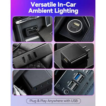 Load image into Gallery viewer, 2pcs USB Plug-in Car Lights Touch Dimmable Ambient Lamps with 13 Modes 7 Static + 6 Dynamic Mini USB Lights for Car, Bedroom
