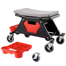 Load image into Gallery viewer, Heavy-Duty Rolling Mechanic Seat With Large Rubber Wheels, Tool Trays, Large Drawer, 300 LBS Capacity Creeper Seat
