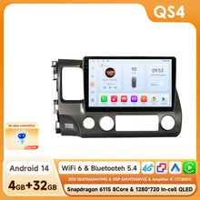 Load image into Gallery viewer, Wireless CarPlay 2 Din Android 14 Car Stereo For 2006-2011 Honda Civic Left Driving Autoradio RDS FM DSP Audio GPS Navigation WiFi Player Bluetooth Handsfree 8 Core Car Intelligent System
